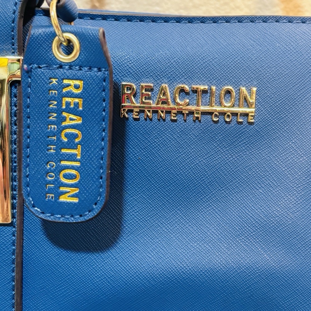 Kenneth Cole Reaction Blue Golf Purse Handbag Bag Roomy Double Handle Zip Clean - Picture 2 of 16